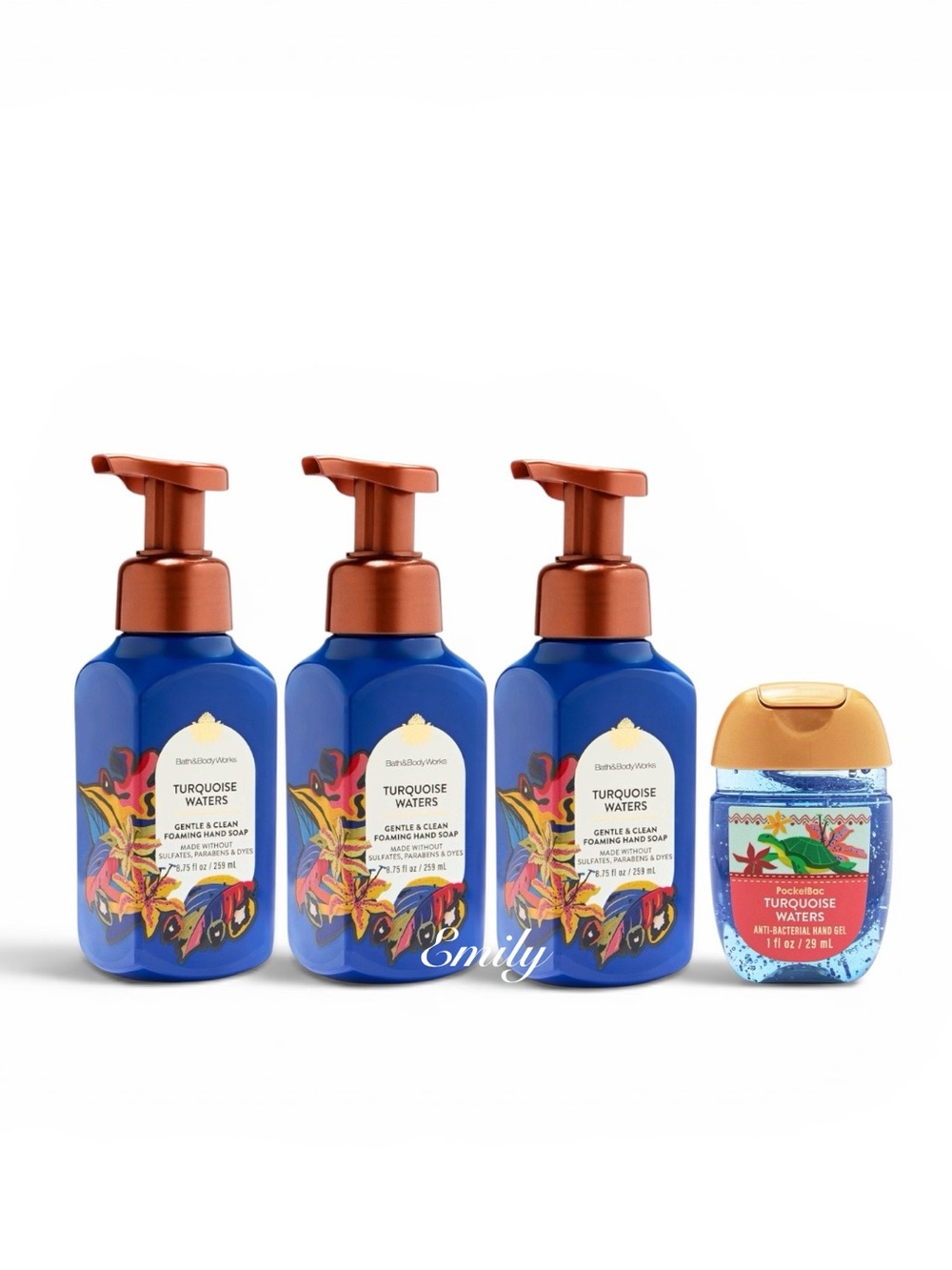 Bath & Body Works TURQUOISE WATERS 3-Pc Foaming Hand Soap Set Bundle 8.75 fl oz